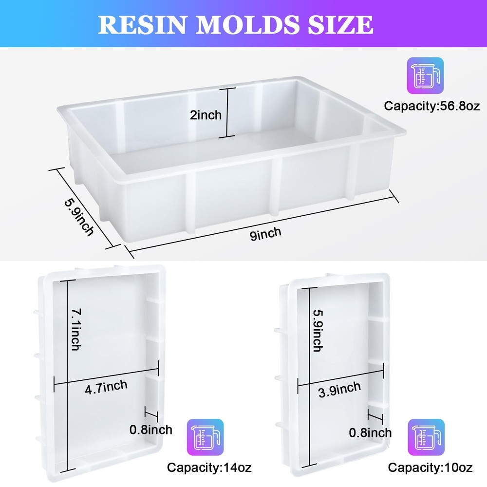Large Rectangular Resin Molds, Epoxy Resin Casting Deep Silicone Mold, Large ...