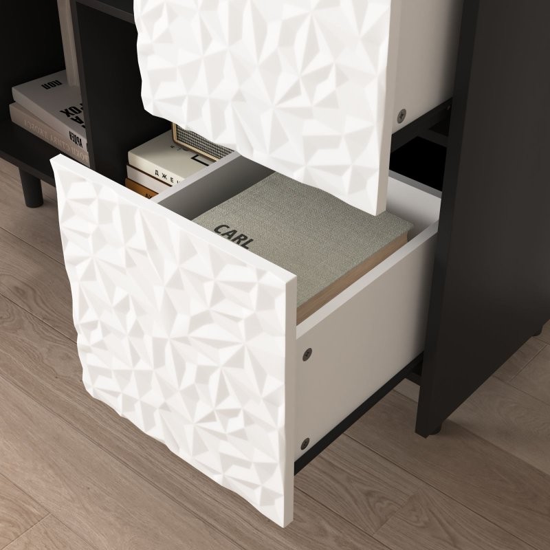 Sideboard Buffet Cabinet Modern Coffee Console with Storage,Red Doors,2 Drawers