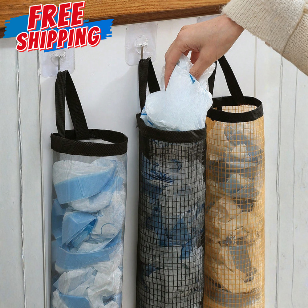 1pc Wall-Mounted Plastic Bag Dispenser Rack Organizer Kitchen Accessories