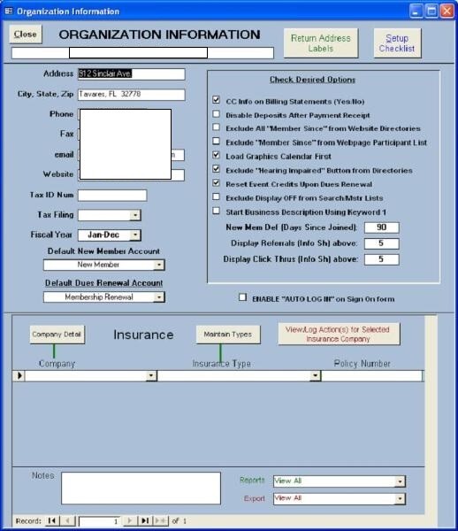 Association / Club full member management application , uses Microsoft Access