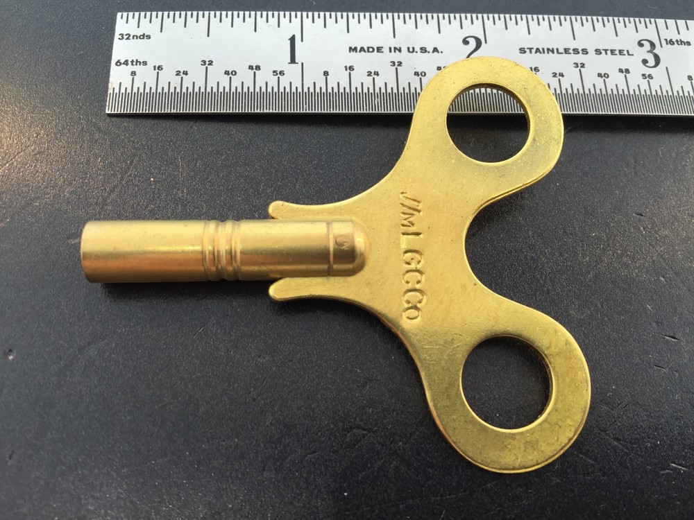 Gilbert Trademark Clock Key Solid Brass size 6 3.6 mm or .142 in.