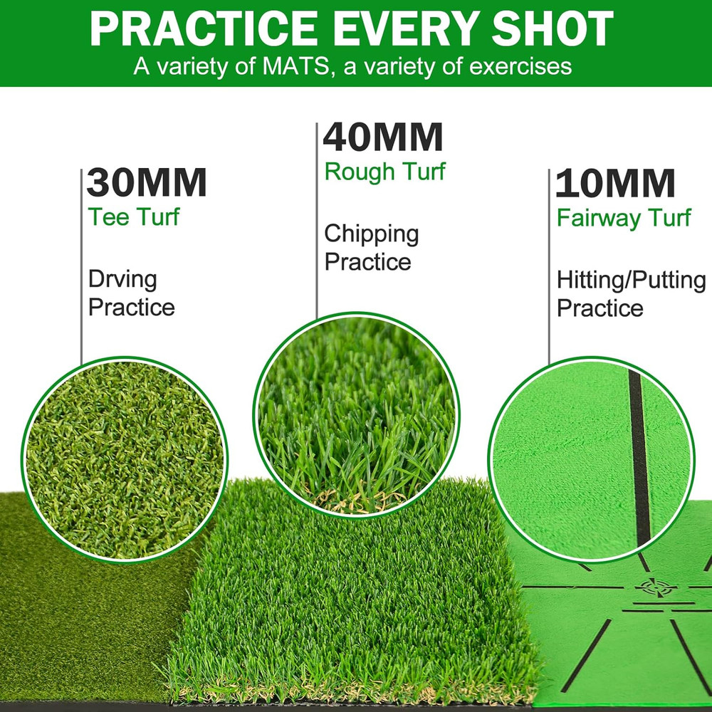 Golf Hitting Mats with Golf Tees Practice Indoor Replaceable Outdoor Golf Puttin