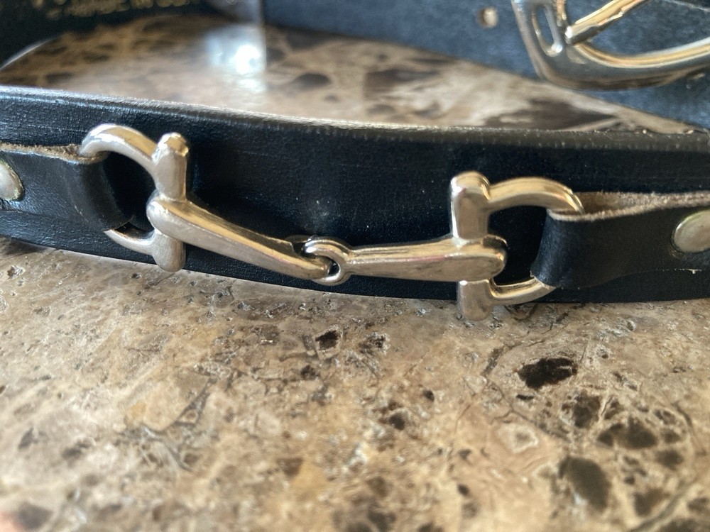 Leather 1" Snaffle Bit Belt with Nickel Snaffle Bits & Buckle 28”