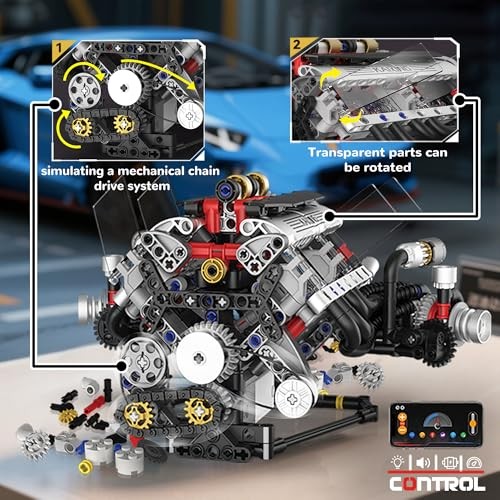 V8 Engine Building Set Mini Model Kit That Runs, Technic with F1 Engine Kit 212