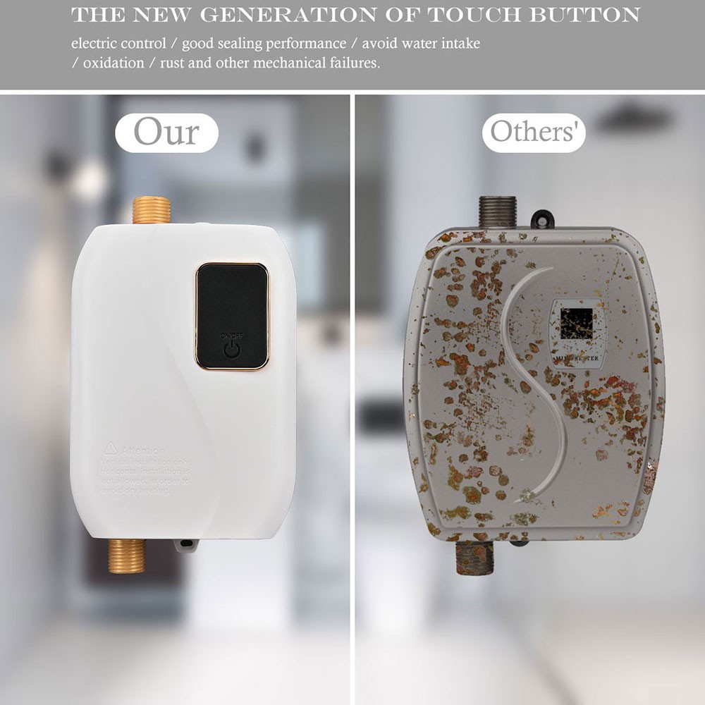 3000W Tankless Electric Instant Hot Water Heater Under Tap Kitchen Bathroom Sink