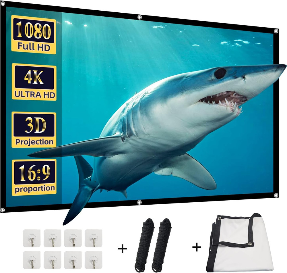 Projector Screen, 84 Inch Foldable Portable Rear Front Projector Screen Indoor