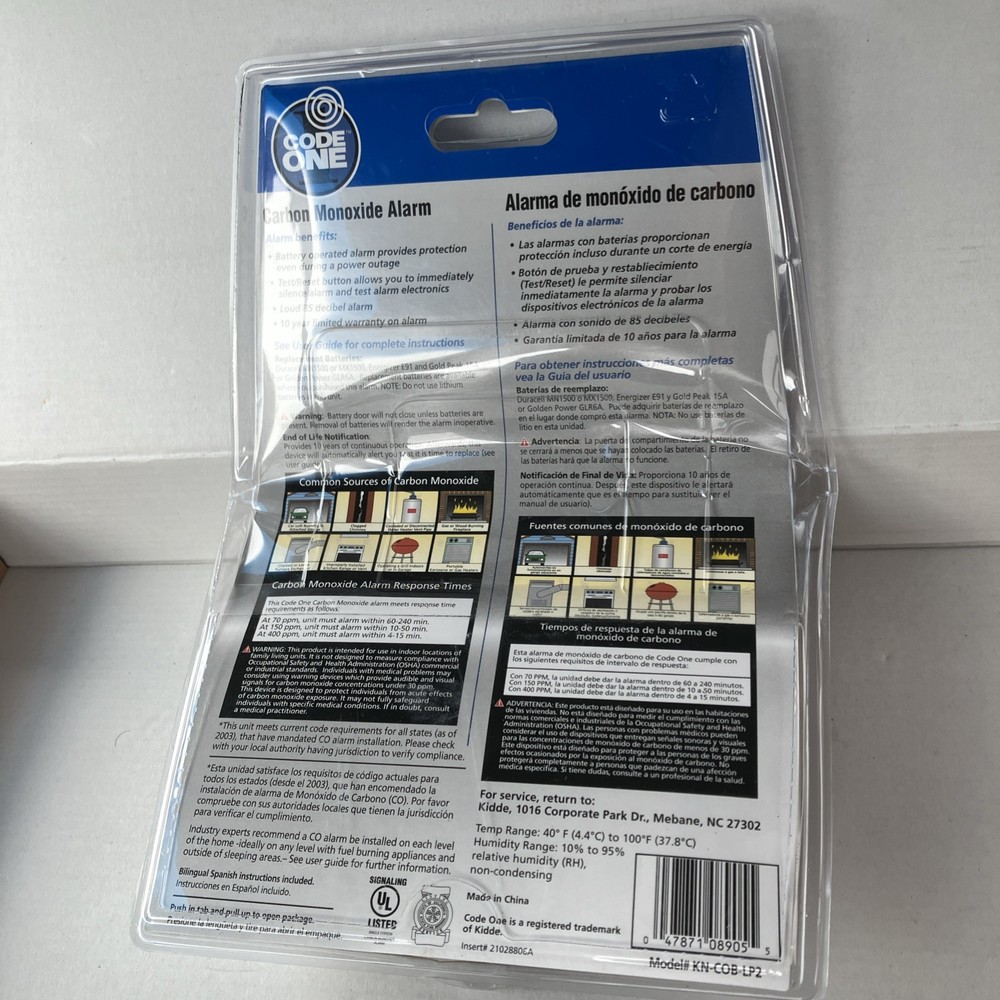 Kidde KN-COB-LP2 Carbon Monoxide Alarm Detector
