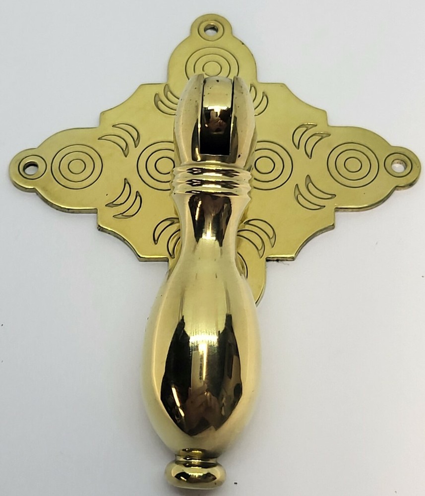 Colonial Revival Early American Single Post Teardrop Pull Solid Brass chased NEW
