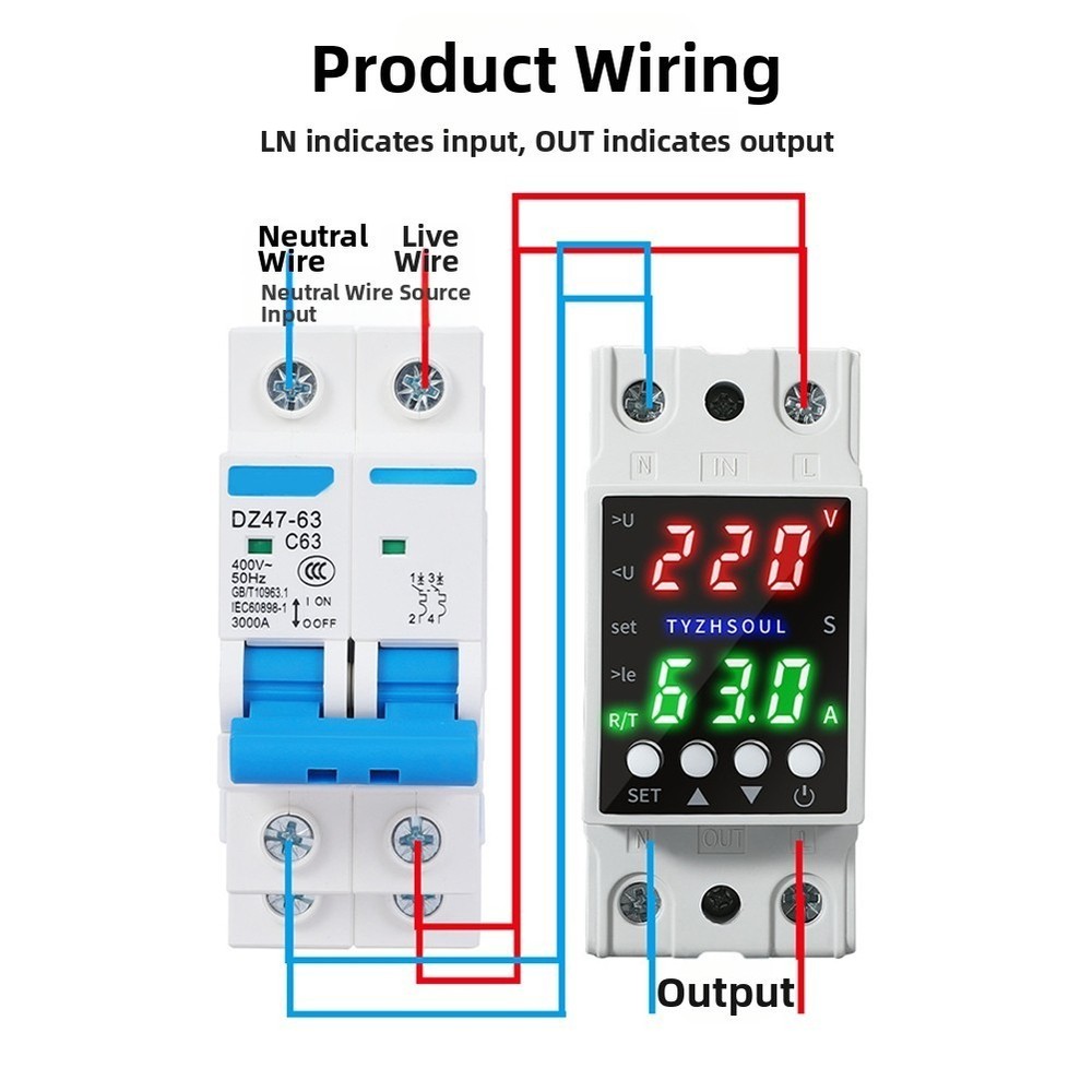 Voltage Protector Smart Device Dual Display LCD Over Under Current Control