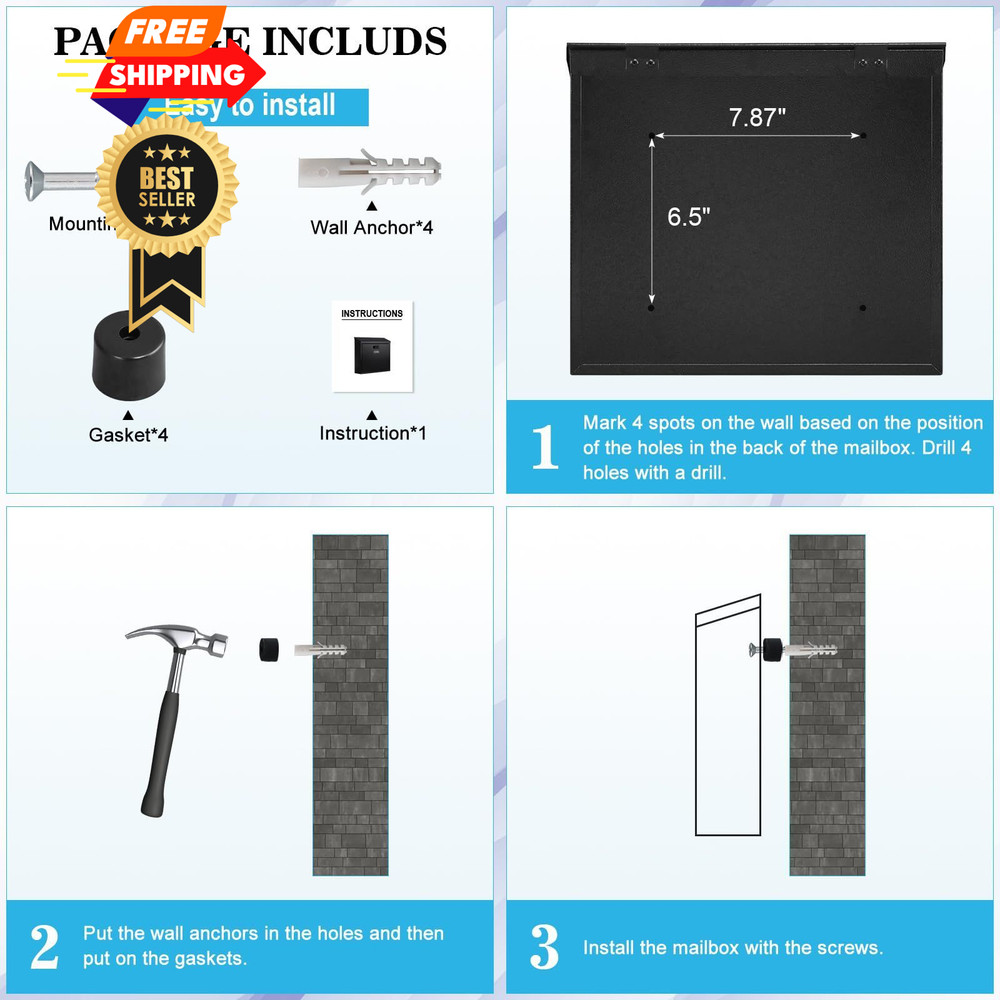 xydled Mail Boxes with Combination Lock,Locking Black Lock