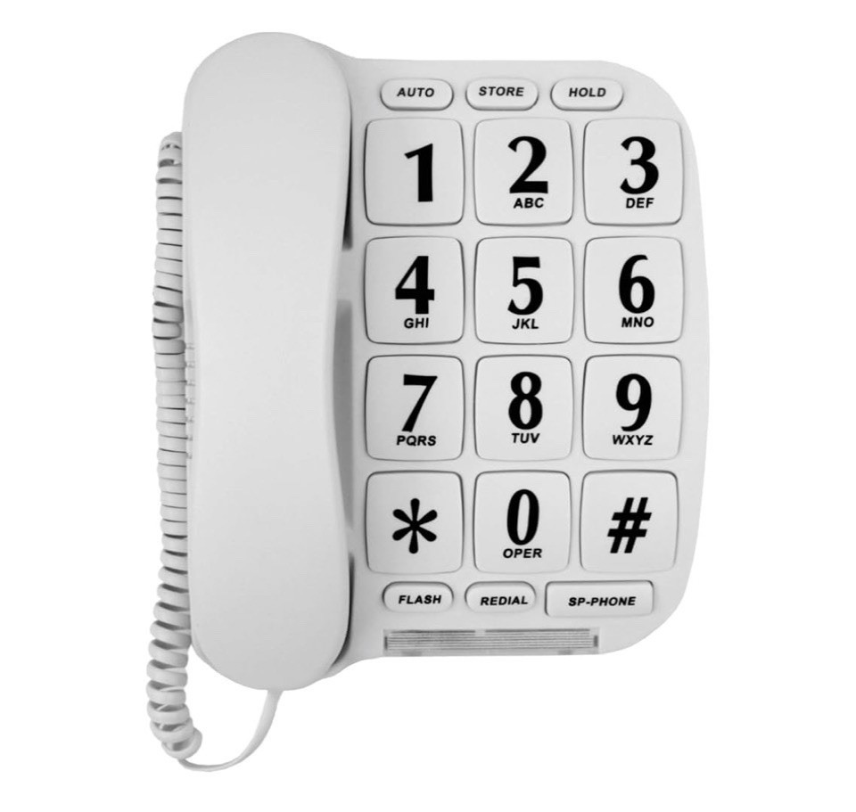 Big Keys White Telephone Large Buttons Volume Control Hands Free Function