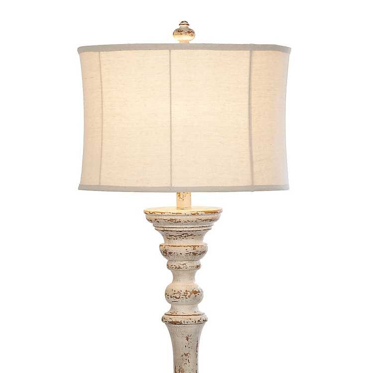 Distressed Cream Spindle Floor Lamp