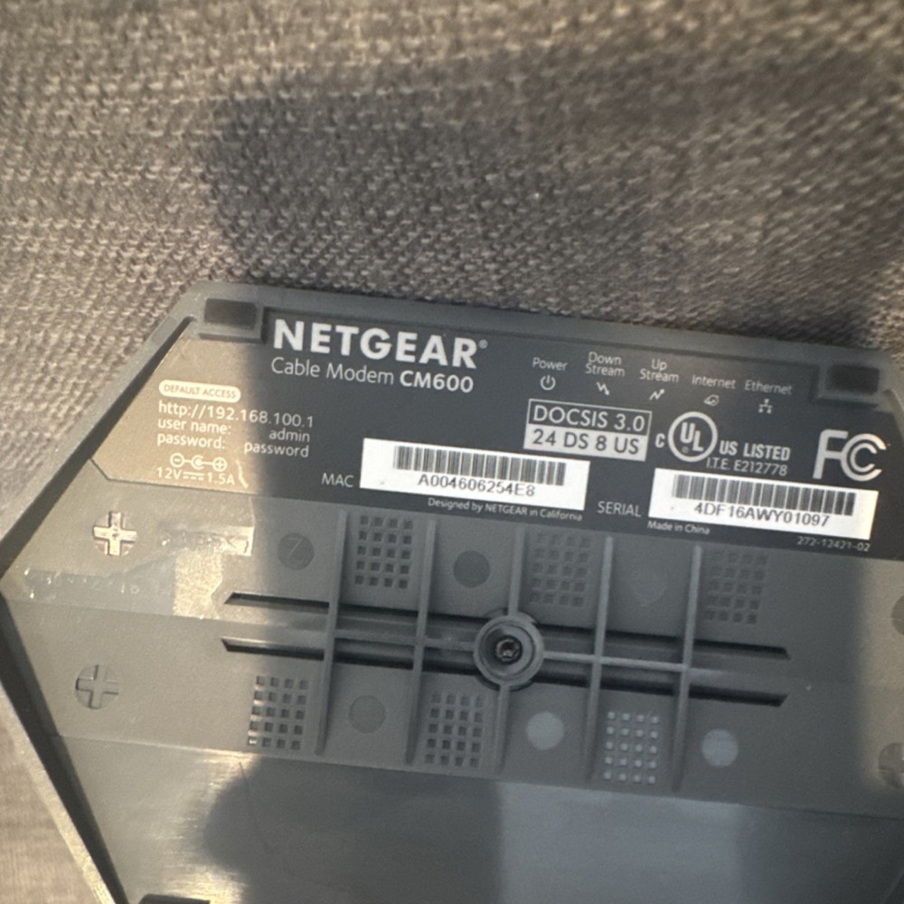NETGEAR CM600 DOCSIS 3.0 Cable Modem
