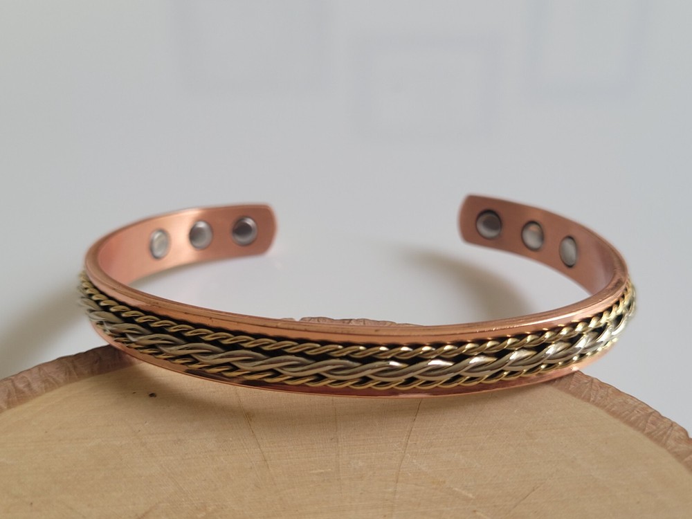 3 Pack Solid Copper Magnetic Bracelet Pure Copper Arthritis Therapy Cuff Bangle