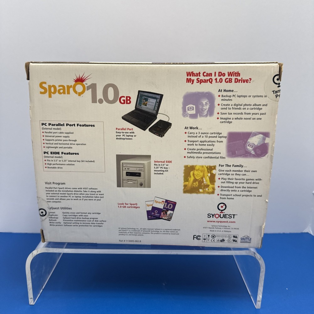 SyQuest Sparq 1GB External Parallel Drive Boxed - Untested Powers On
