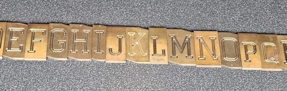 Double Line Block Engraving Font Set Letters - Brass - Complete