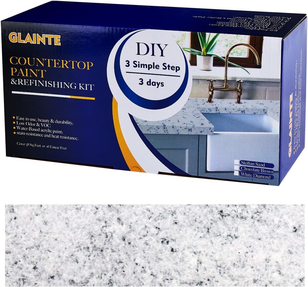Granite Countertop Paint Kit White Diamond Refinishing Kit Kitchen Bathroom