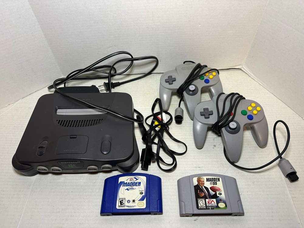 Nintendo 64 system 2 Controllers, Madden 99 and 2001  used tested