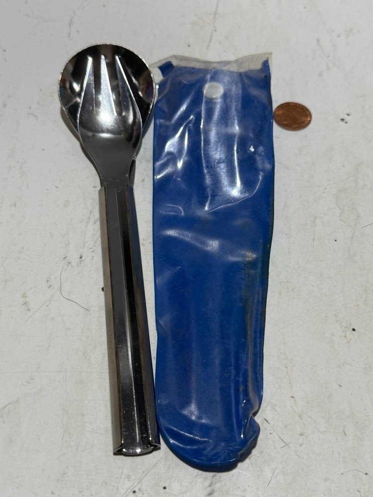 VINTAGE Slide Interlocking Stainless Steel Camping Utensil Set