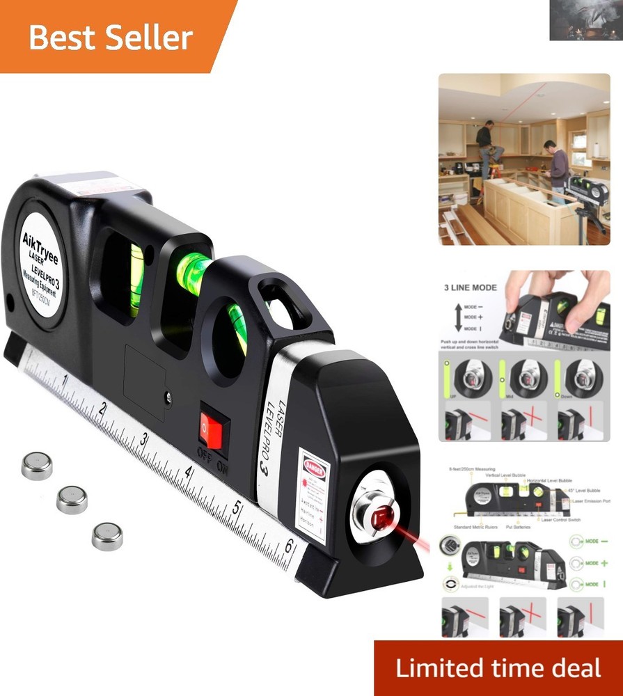 Easy Operation Laser Level Tool with Cross Line Technology for Picture Hanging