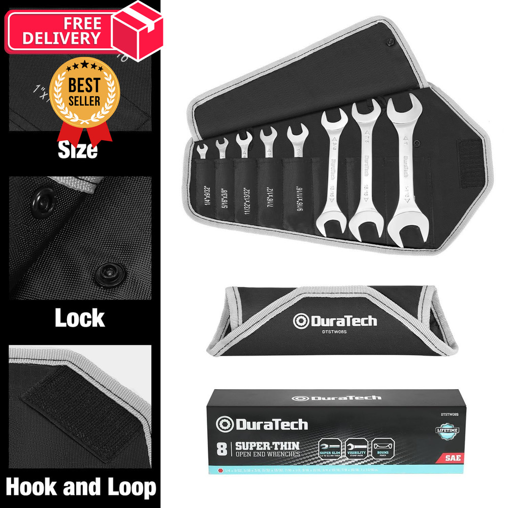 DURATECH Super-Thin Open End Wrench Set, SAE, 6.35-27mm (SAE), Silver