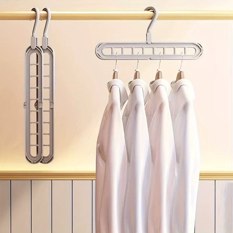 3pcs, Plastic 9-Hole Foldable Hangers, Heavy Duty Space Saving Clothes Organizer