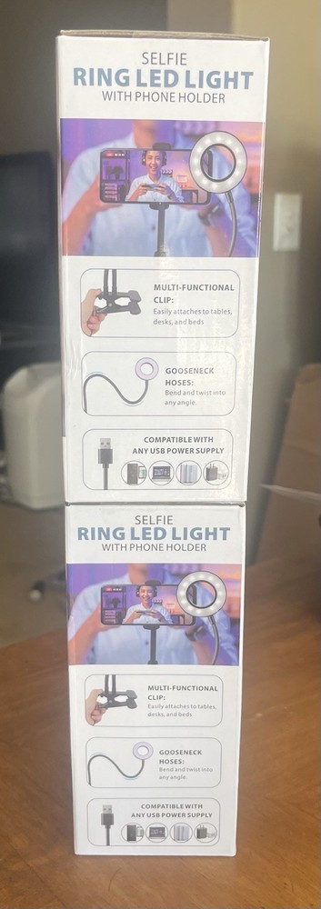 Selfie Ring LED Light with Phone Holder & Adjustable Lighting - 2 Pack!!