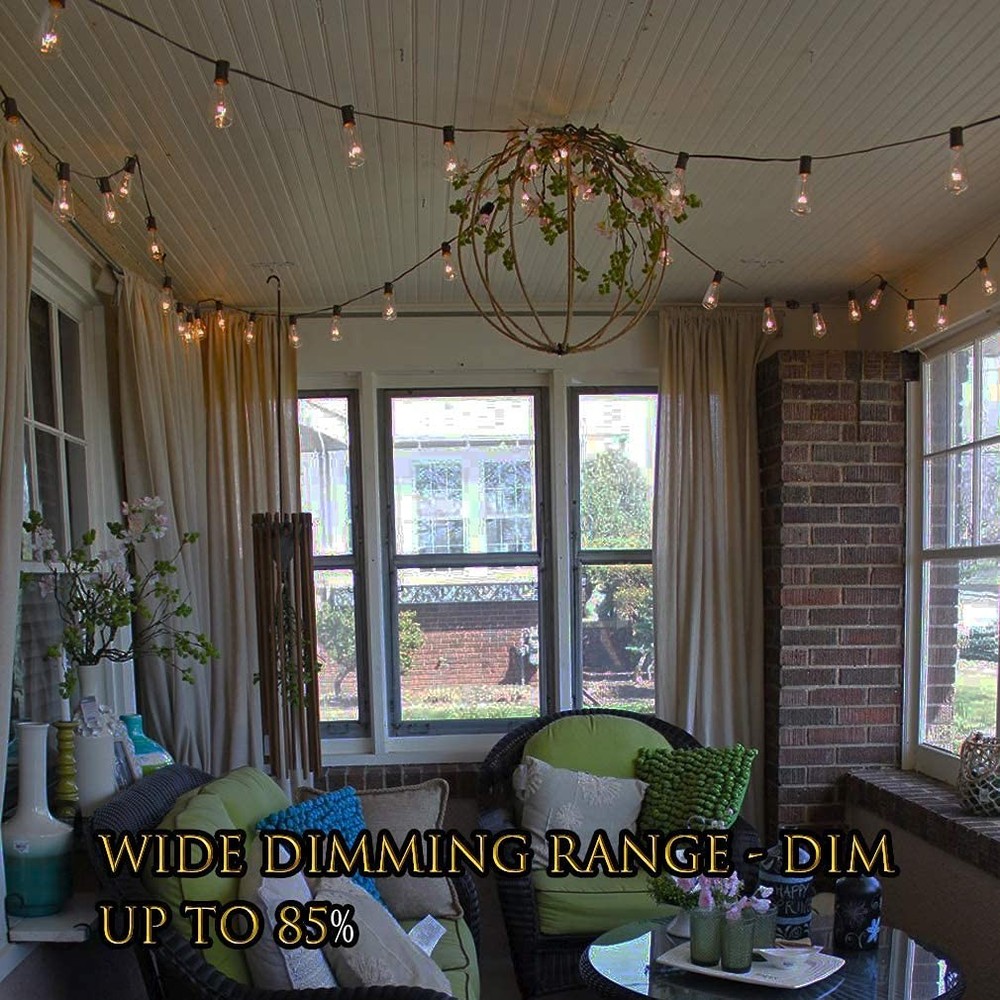 100ft Outdoor String Lights 30 ft with 27 LED Edison Bulbs, Dimmable Waterpro...