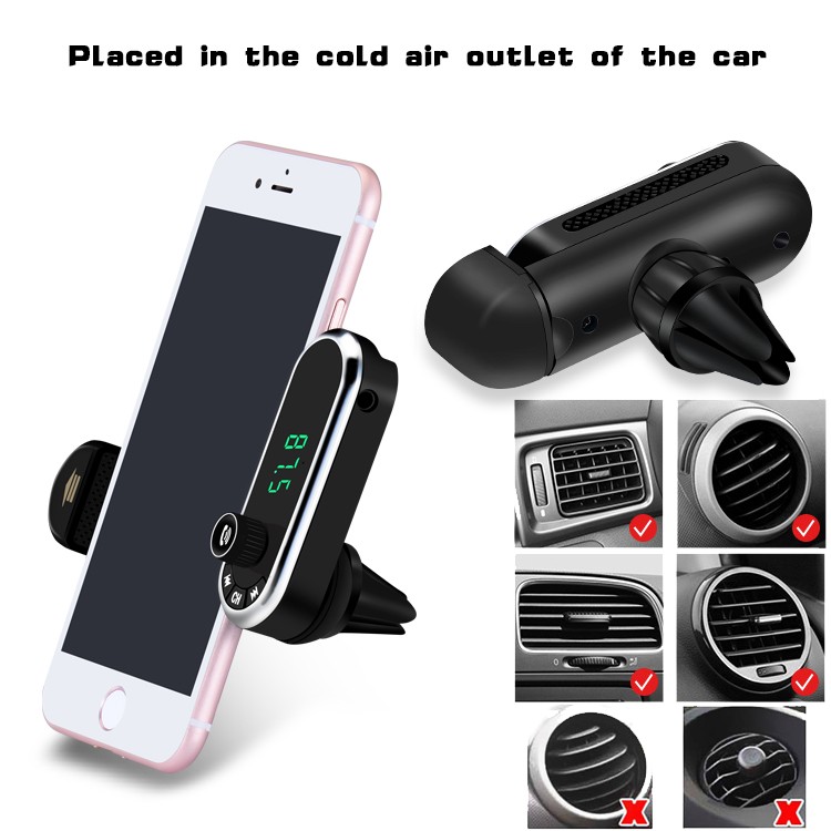 2 in 1 FM Transmitter Universal Phone Holder Host Car Bluetooth hands-free Kit