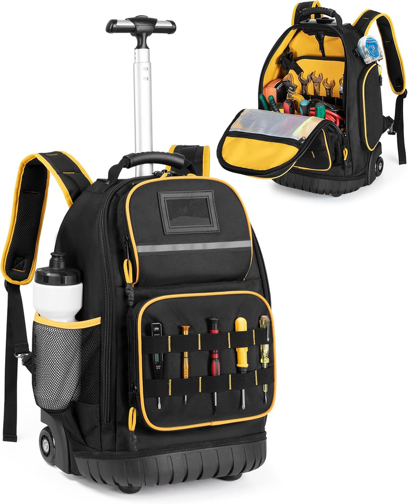 Durable Rolling Tool Backpack with Detachable Insert & Ample Storage Pockets