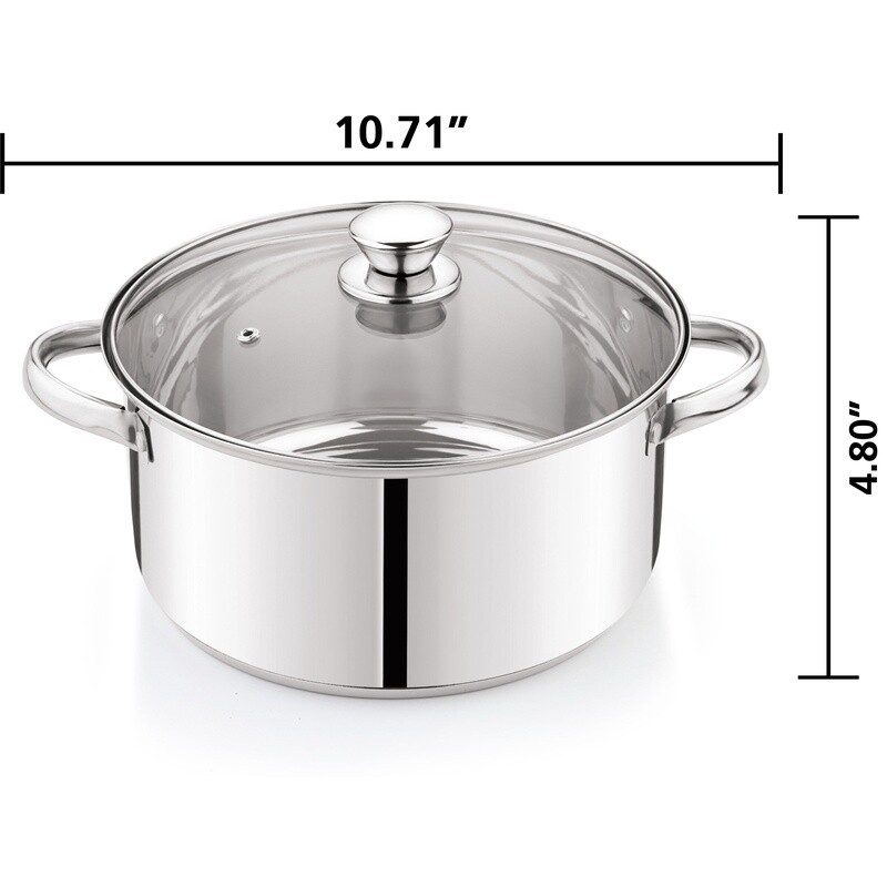 Stainless Steel 10Pc Cookware Set Induction Safe Essential Kitchen Cookware Set