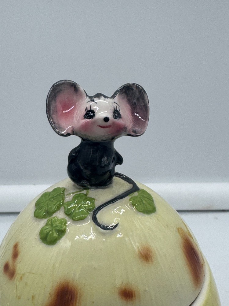 Vintage Mouse on Toadstool Mushroom Covered Sugar Bowl Kitschy-AS IS