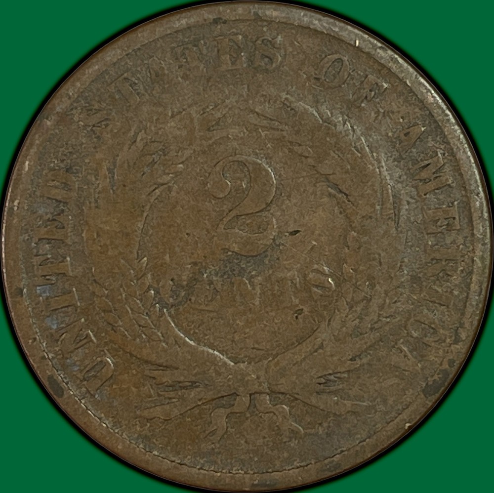 1865 Two Cent Piece Good G Coin #38353