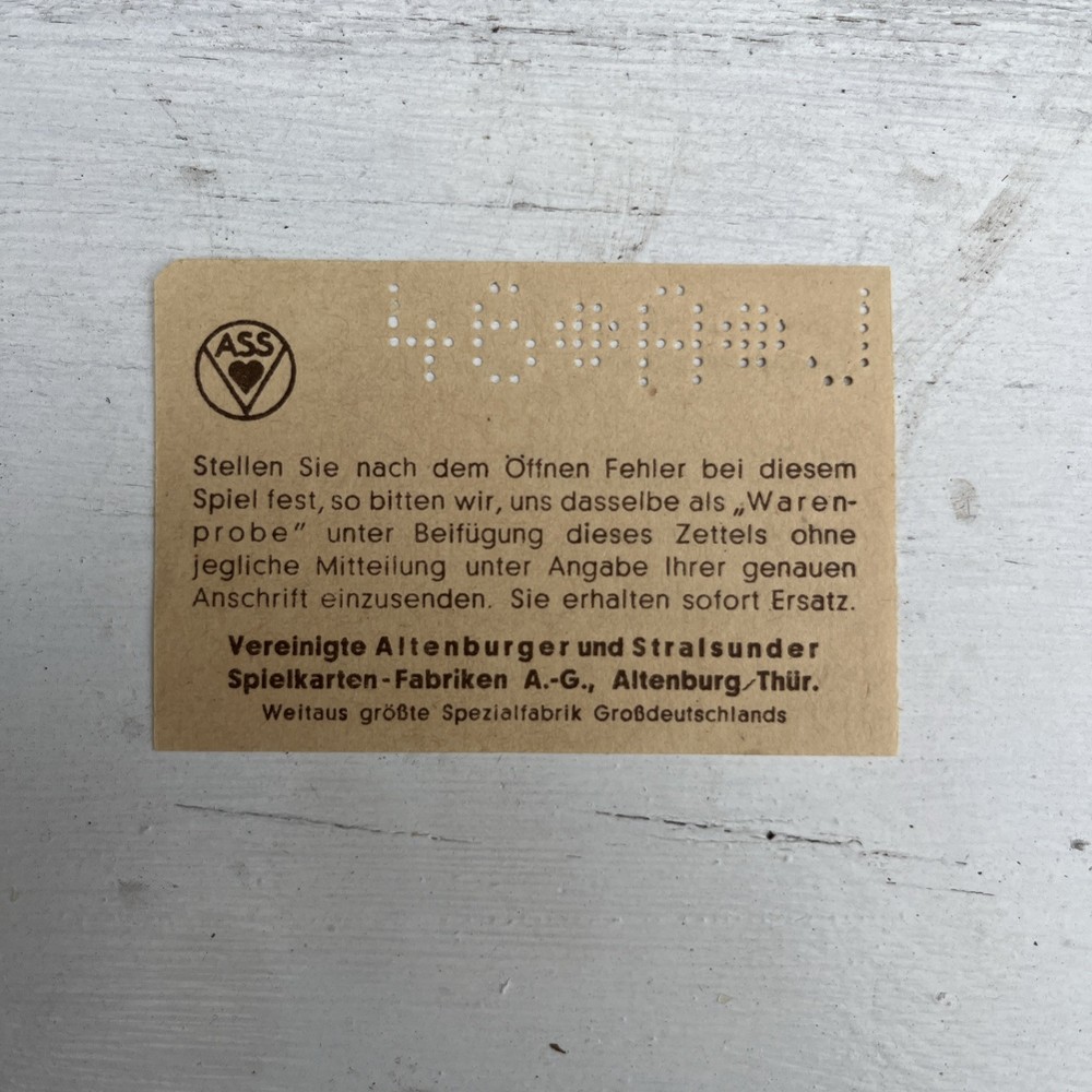 WWII GERMAN CARD GAME ORIGINAL COMPLET. Exc Cond.