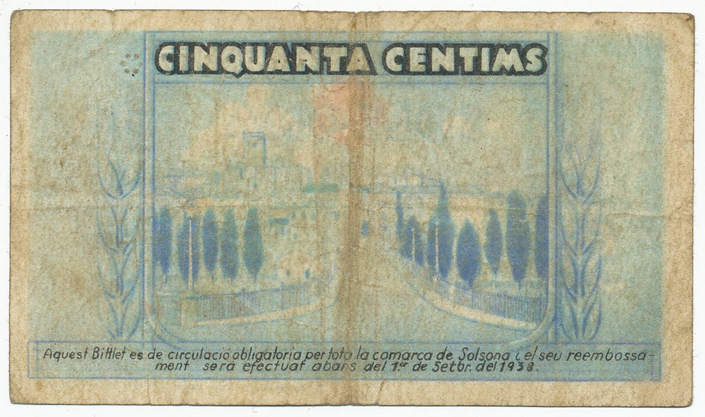 SPAIN, ESPAÑA - 50 Centims (SOLSONA) (S127)
