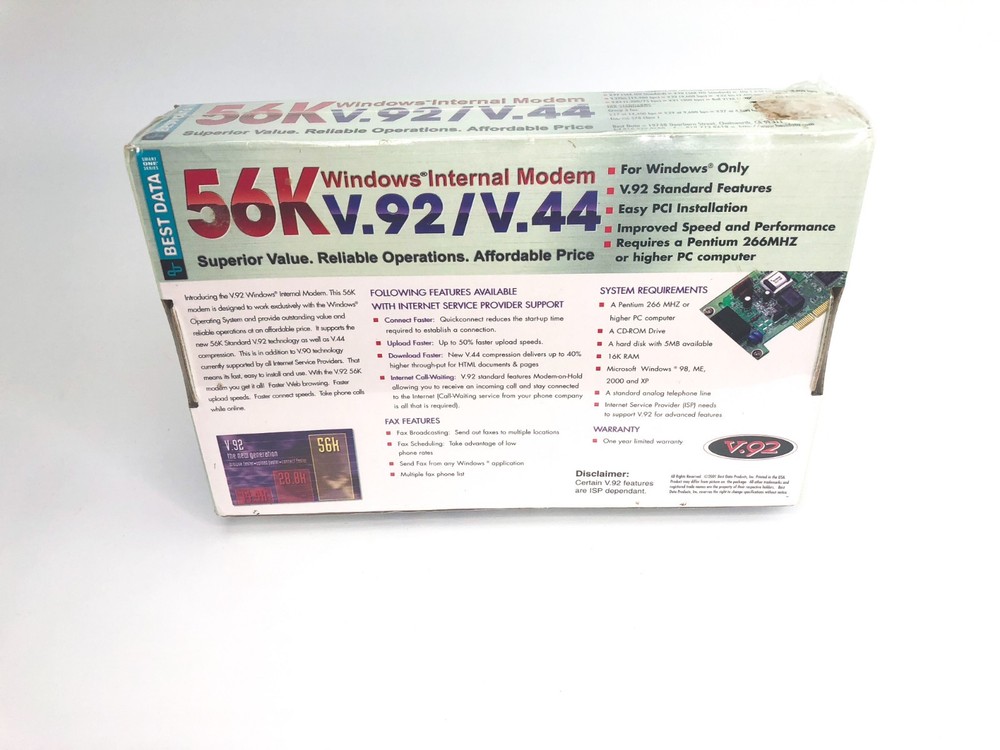 Best Data 56K v.92/v.44 Modem PCI Windows Interface