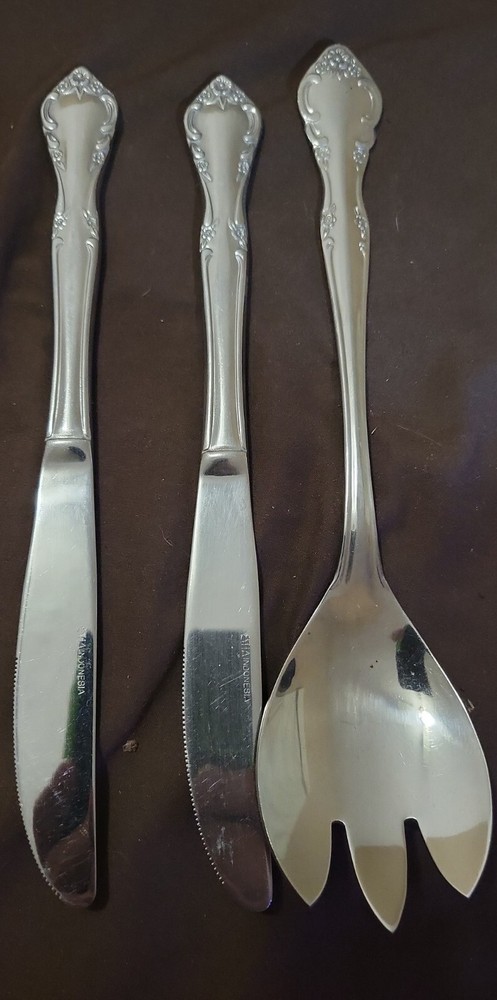 Estia Cascade Solid Salad Serving Fork 9” & 2 Table Knifes