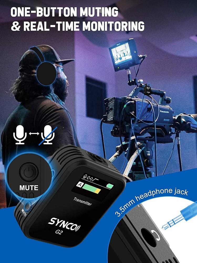 SYNCO G2(A2) Wireless Lavalier Microphone System For Camera Tablet Phone Vlog