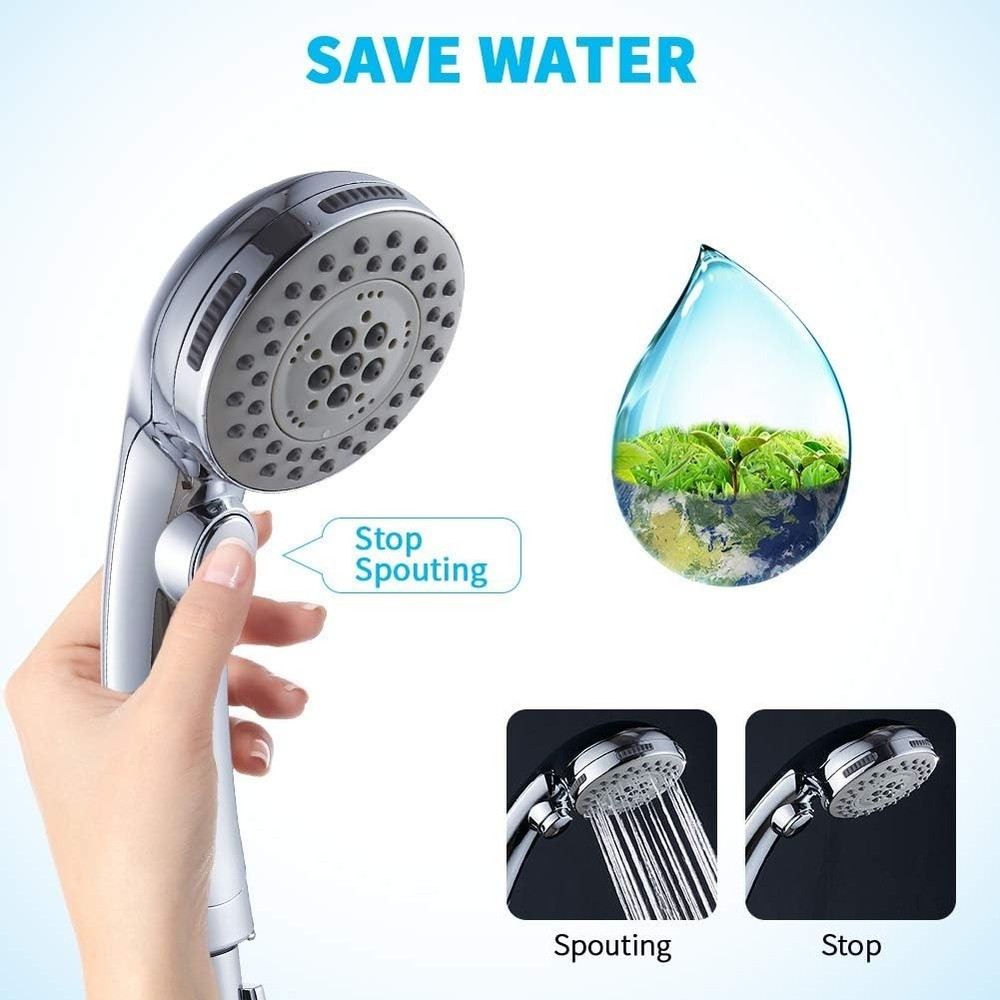 Chrome Shower Head with 6 Settings & Easy On/Off Switch Functionality