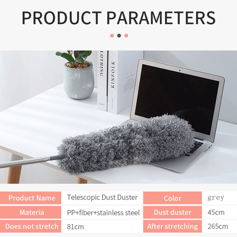 Feather duster microfiber dust catcher telescopic handle bendable removable