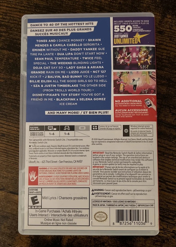 Replacement Case 4 Just Dance 2021 Switch Box Original Authentic_No game/Manual