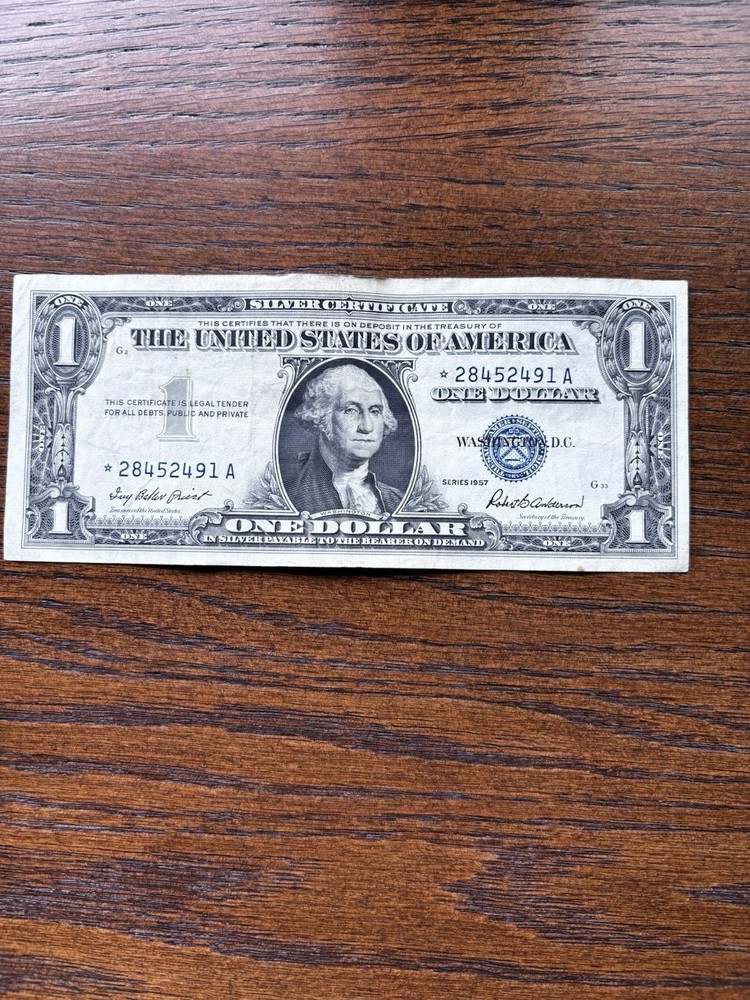 1957 $1 SILVER CERTIFICATE *STAR* NOTE BLUE SEAL Lightly Circulated