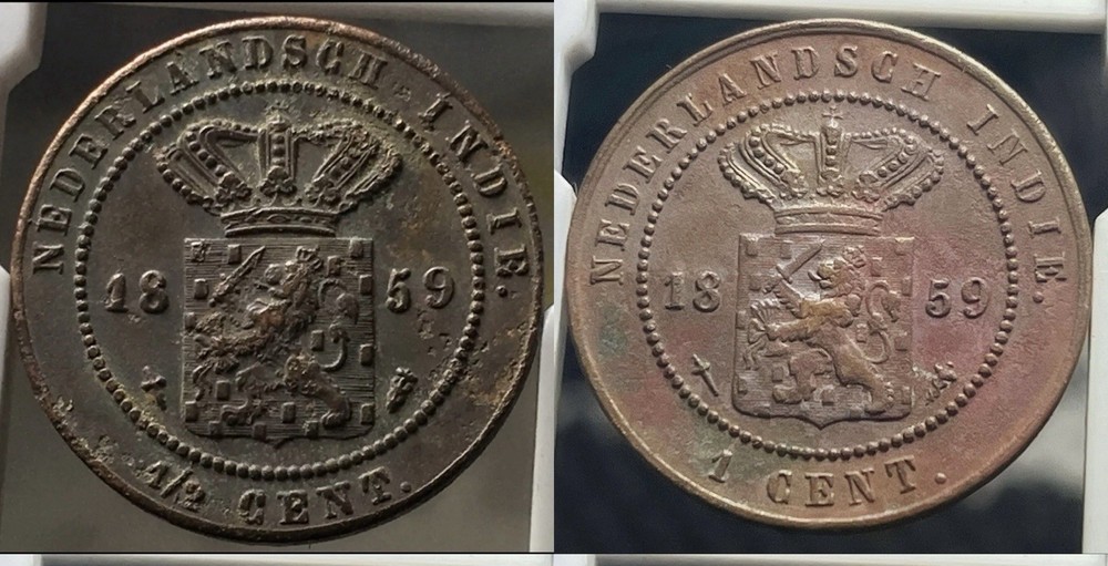 NETHERLANDS INDIES 1859 1/2 & 1 CENT
