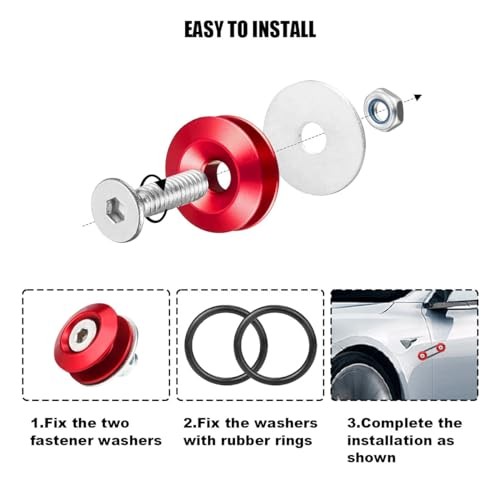 Bumper Trunk Quick Release Kit, Quick Release Front Rear Bumper Fasteners Red