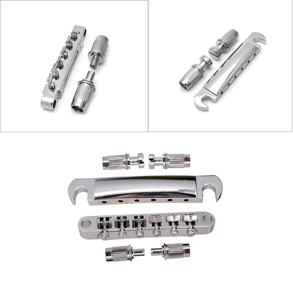 Chrome Guitar Saddle Bridge Tailpiece Studs Post for 6 String LP Les Paul