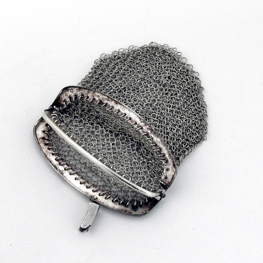 Chatelaine Double Compartment Mesh Purse Portuguese 833 Silver