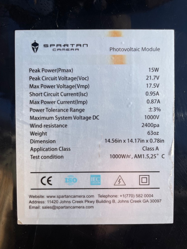 Spartan Trail Camera 15W Solar Panel and Bracket