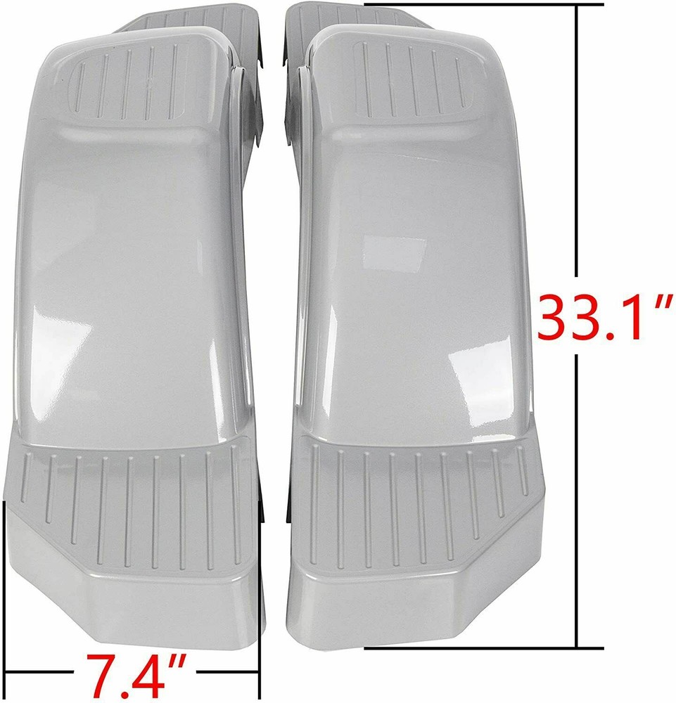 2pcs Gray Single Axle Trailer Fenders w/ Steps For 12" Wheels Tires Skirt Boat