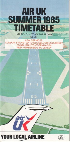 AirUK timetable 1985/03/31