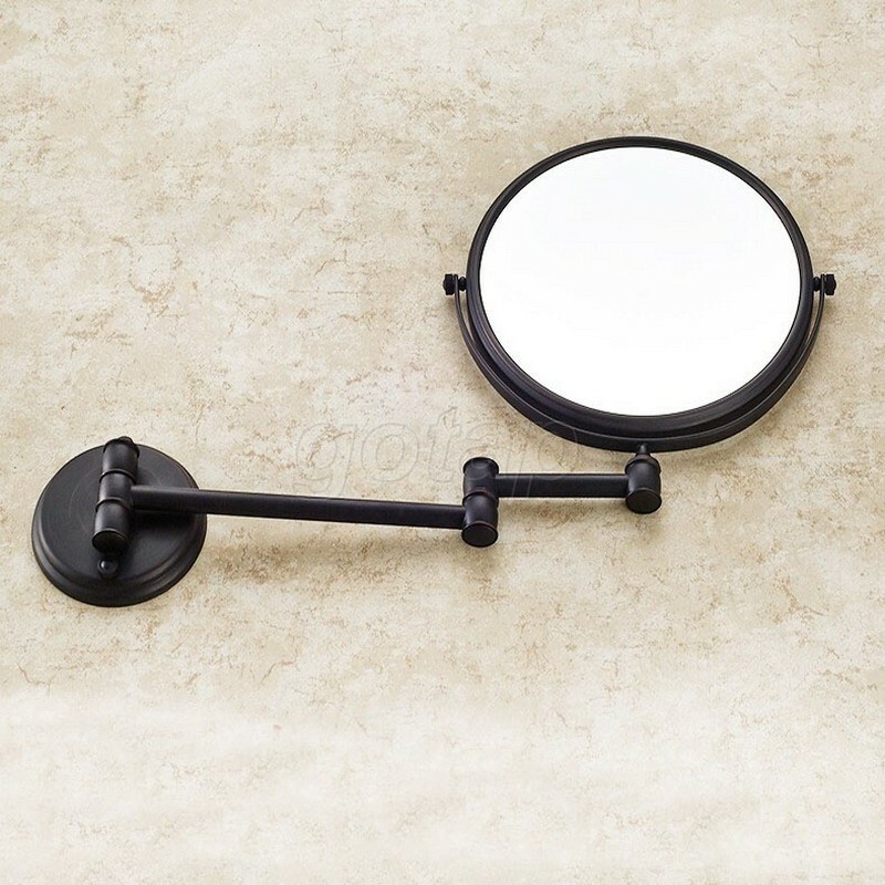 Black Bronze Folding Dual Arm Extend Bathroom Mirror Wall Mounted Makeup Mirror